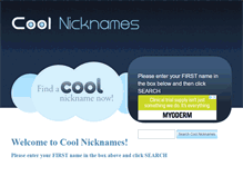 Tablet Screenshot of coolnicknames.net